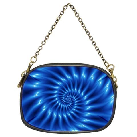 Glossy Electric Blue Spiral Fractal  Chain Purse (One Side) from ArtsNow.com Front