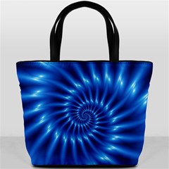 Glossy Electric Blue Spiral Fractal  Bucket Bag from ArtsNow.com Back