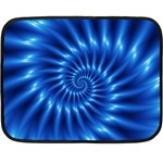 Glossy Electric Blue Spiral Fractal  Double Sided Fleece Blanket (Mini)