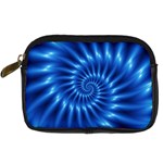 Glossy Electric Blue Spiral Fractal  Digital Camera Leather Case