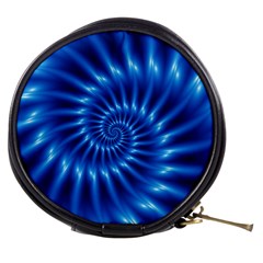 Glossy Electric Blue Spiral Fractal  Mini Makeup Bag from ArtsNow.com Front