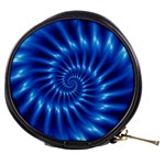 Glossy Electric Blue Spiral Fractal  Mini Makeup Bag