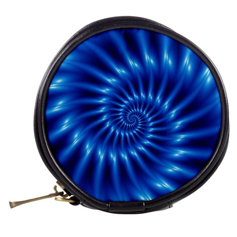 Glossy Electric Blue Spiral Fractal  Mini Makeup Bag from ArtsNow.com Back