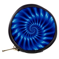 Glossy Electric Blue Spiral Fractal  Mini Makeup Bag from ArtsNow.com Back