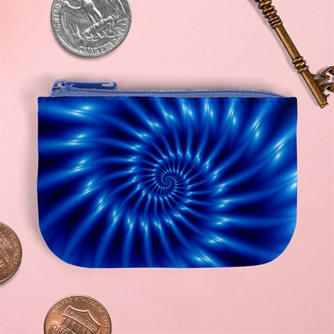 Glossy Electric Blue Spiral Fractal  Mini Coin Purse from ArtsNow.com Front