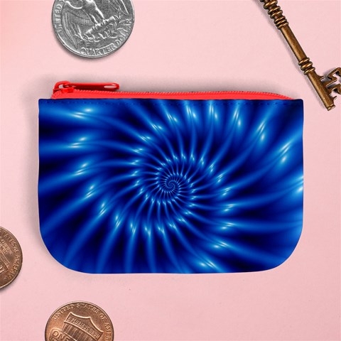 Glossy Electric Blue Spiral Fractal  Mini Coin Purse from ArtsNow.com Front