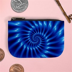 Glossy Electric Blue Spiral Fractal  Mini Coin Purse from ArtsNow.com Front