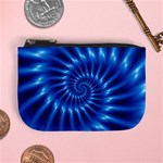 Glossy Electric Blue Spiral Fractal  Mini Coin Purse