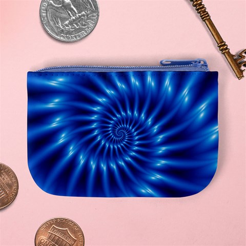 Glossy Electric Blue Spiral Fractal  Mini Coin Purse from ArtsNow.com Back