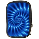 Glossy Electric Blue Spiral Fractal  Compact Camera Leather Case