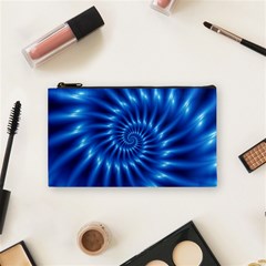 Glossy Electric Blue Spiral Fractal  Cosmetic Bag (Small) from ArtsNow.com Front