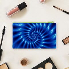 Glossy Electric Blue Spiral Fractal  Cosmetic Bag (Small) from ArtsNow.com Back