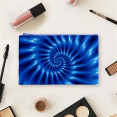 Glossy Electric Blue Spiral Fractal  Cosmetic Bag (Medium) from ArtsNow.com Front