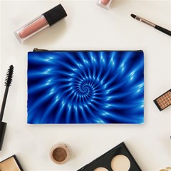 Glossy Electric Blue Spiral Fractal  Cosmetic Bag (Medium) from ArtsNow.com Front