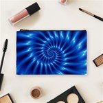 Glossy Electric Blue Spiral Fractal  Cosmetic Bag (Medium)