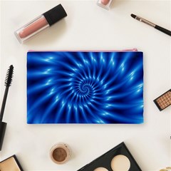 Glossy Electric Blue Spiral Fractal  Cosmetic Bag (Medium) from ArtsNow.com Back