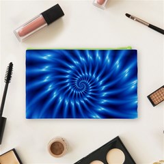 Glossy Electric Blue Spiral Fractal  Cosmetic Bag (Medium) from ArtsNow.com Back