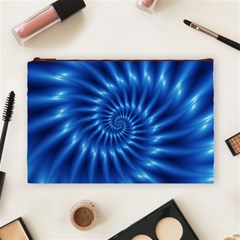 Glossy Electric Blue Spiral Fractal  Cosmetic Bag (Large) from ArtsNow.com Front