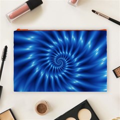 Glossy Electric Blue Spiral Fractal  Cosmetic Bag (Large) from ArtsNow.com Front