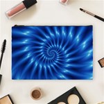 Glossy Electric Blue Spiral Fractal  Cosmetic Bag (Large)