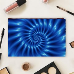 Glossy Electric Blue Spiral Fractal  Cosmetic Bag (Large) from ArtsNow.com Back