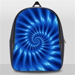 Glossy Electric Blue Spiral Fractal  School Bag (Large)