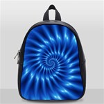 Glossy Electric Blue Spiral Fractal  School Bag (Small)