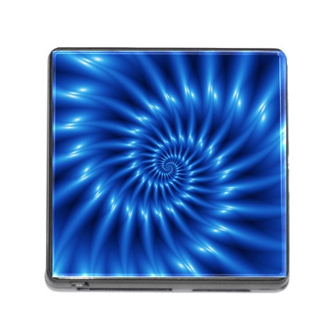 Glossy Electric Blue Spiral Fractal  Memory Card Reader (Square) from ArtsNow.com Front