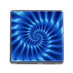 Glossy Electric Blue Spiral Fractal  Memory Card Reader (Square)