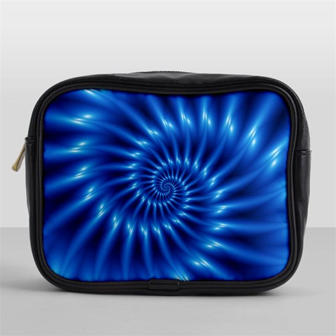 Glossy Electric Blue Spiral Fractal  Mini Toiletries Bag (One Side) from ArtsNow.com Front