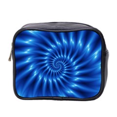 Glossy Electric Blue Spiral Fractal  Mini Toiletries Bag (Two Sides) from ArtsNow.com Front