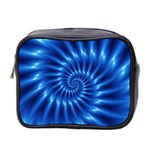 Glossy Electric Blue Spiral Fractal  Mini Toiletries Bag (Two Sides)