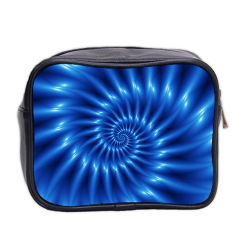 Glossy Electric Blue Spiral Fractal  Mini Toiletries Bag (Two Sides) from ArtsNow.com Back