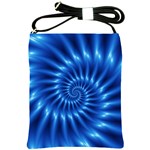 Glossy Electric Blue Spiral Fractal  Shoulder Sling Bag