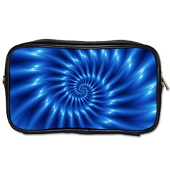 Glossy Electric Blue Spiral Fractal  Toiletries Bag (Two Sides) from ArtsNow.com Front