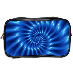 Glossy Electric Blue Spiral Fractal  Toiletries Bag (Two Sides) from ArtsNow.com Back