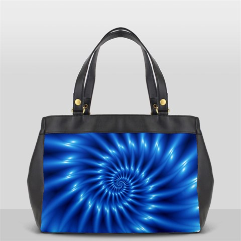 Glossy Electric Blue Spiral Fractal  Oversize Office Handbag from ArtsNow.com Front