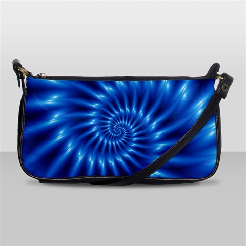 Glossy Electric Blue Spiral Fractal  Shoulder Clutch Bag from ArtsNow.com Front