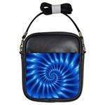 Glossy Electric Blue Spiral Fractal  Girls Sling Bag