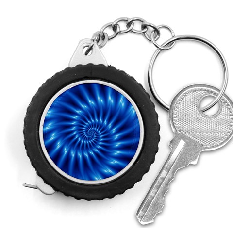 Glossy Electric Blue Spiral Fractal  Measuring Tape from ArtsNow.com Front