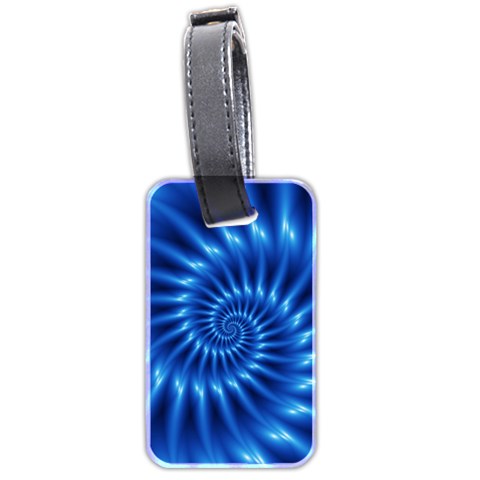 Glossy Electric Blue Spiral Fractal  Luggage Tag (two sides) from ArtsNow.com Front