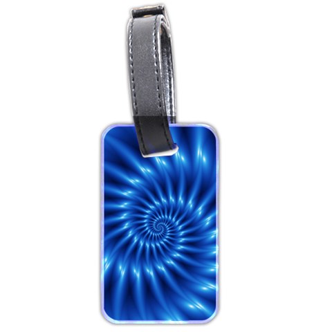 Glossy Electric Blue Spiral Fractal  Luggage Tag (two sides) from ArtsNow.com Back