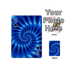 Glossy Electric Blue Spiral Fractal  Playing Cards 54 (Mini) from ArtsNow.com Front - Spade2