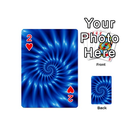 Glossy Electric Blue Spiral Fractal  Playing Cards 54 (Mini) from ArtsNow.com Front - Heart2