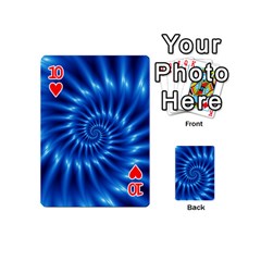 Glossy Electric Blue Spiral Fractal  Playing Cards 54 (Mini) from ArtsNow.com Front - Heart10