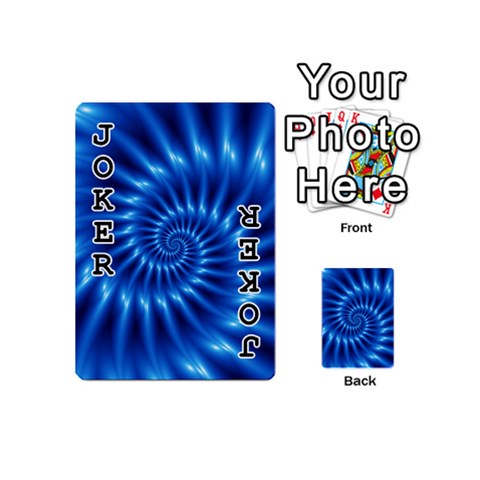 Glossy Electric Blue Spiral Fractal  Playing Cards 54 (Mini) from ArtsNow.com Front - Joker1