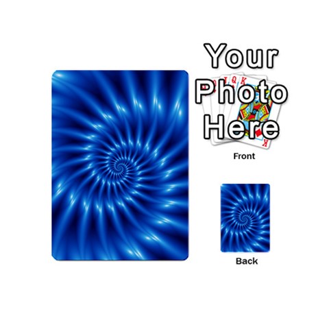 Glossy Electric Blue Spiral Fractal  Playing Cards 54 (Mini) from ArtsNow.com Back