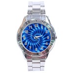 Glossy Electric Blue Spiral Fractal  Stainless Steel Analogue Watch