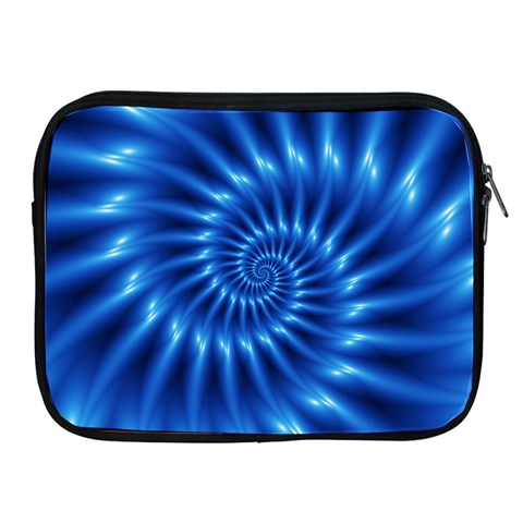 Glossy Electric Blue Spiral Fractal  Apple iPad 2/3/4 Zipper Case from ArtsNow.com Front