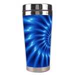 Glossy Electric Blue Spiral Fractal  Stainless Steel Travel Tumbler